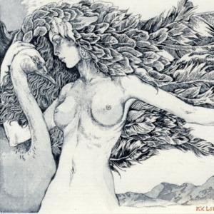 Ex Libris "Leda and Swan" by Evgenia Timoshenko